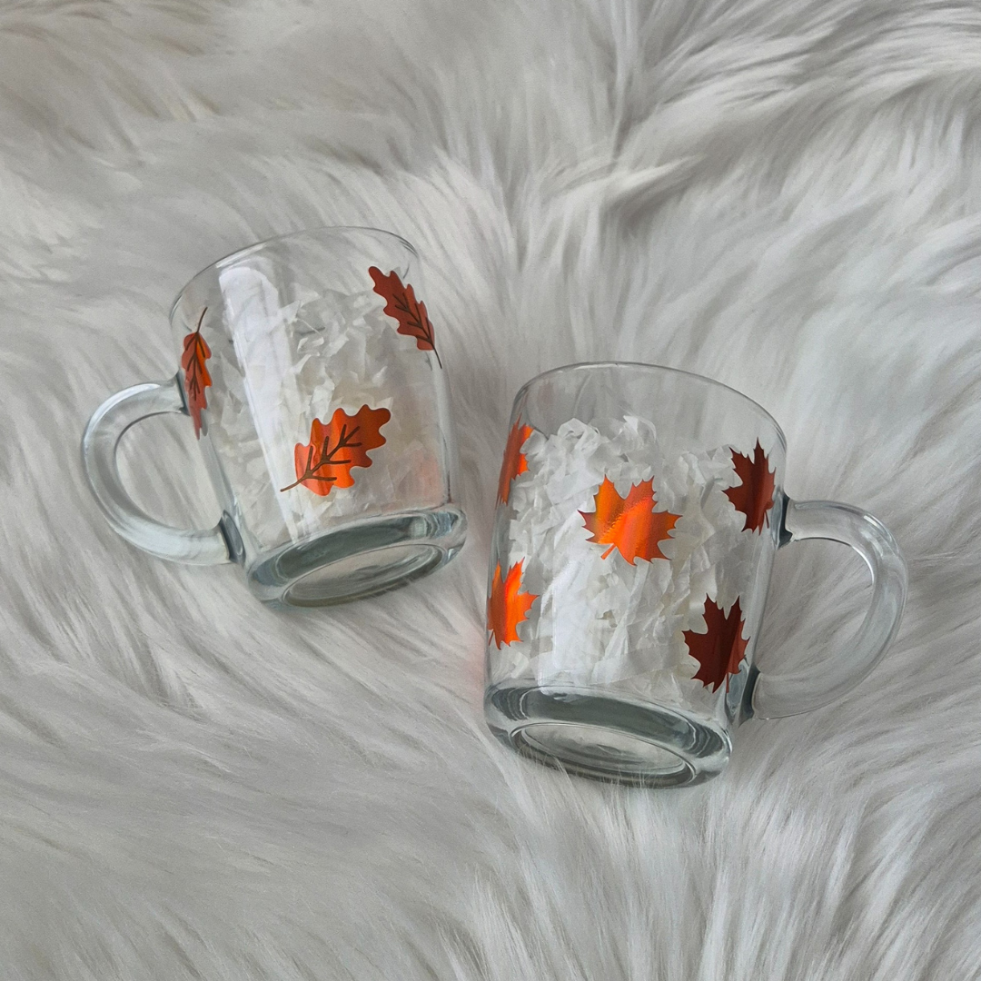 Autumn Leaves Glass Mug