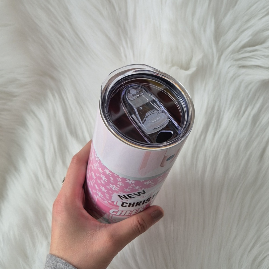 Christmas Cheer Spray Tumbler Stainless Steel With Straw
