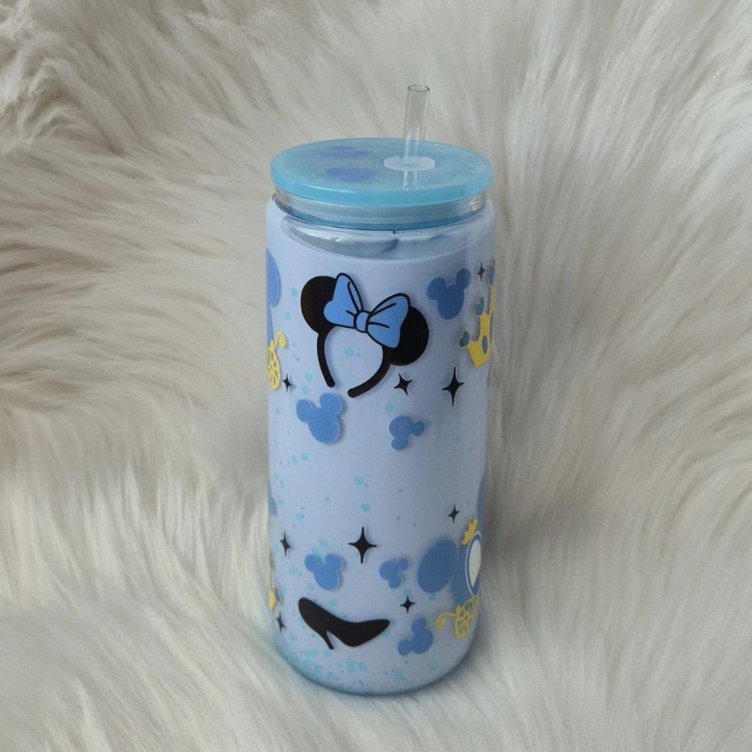 Cinderella Glass Glitter Snowglobe Tumbler