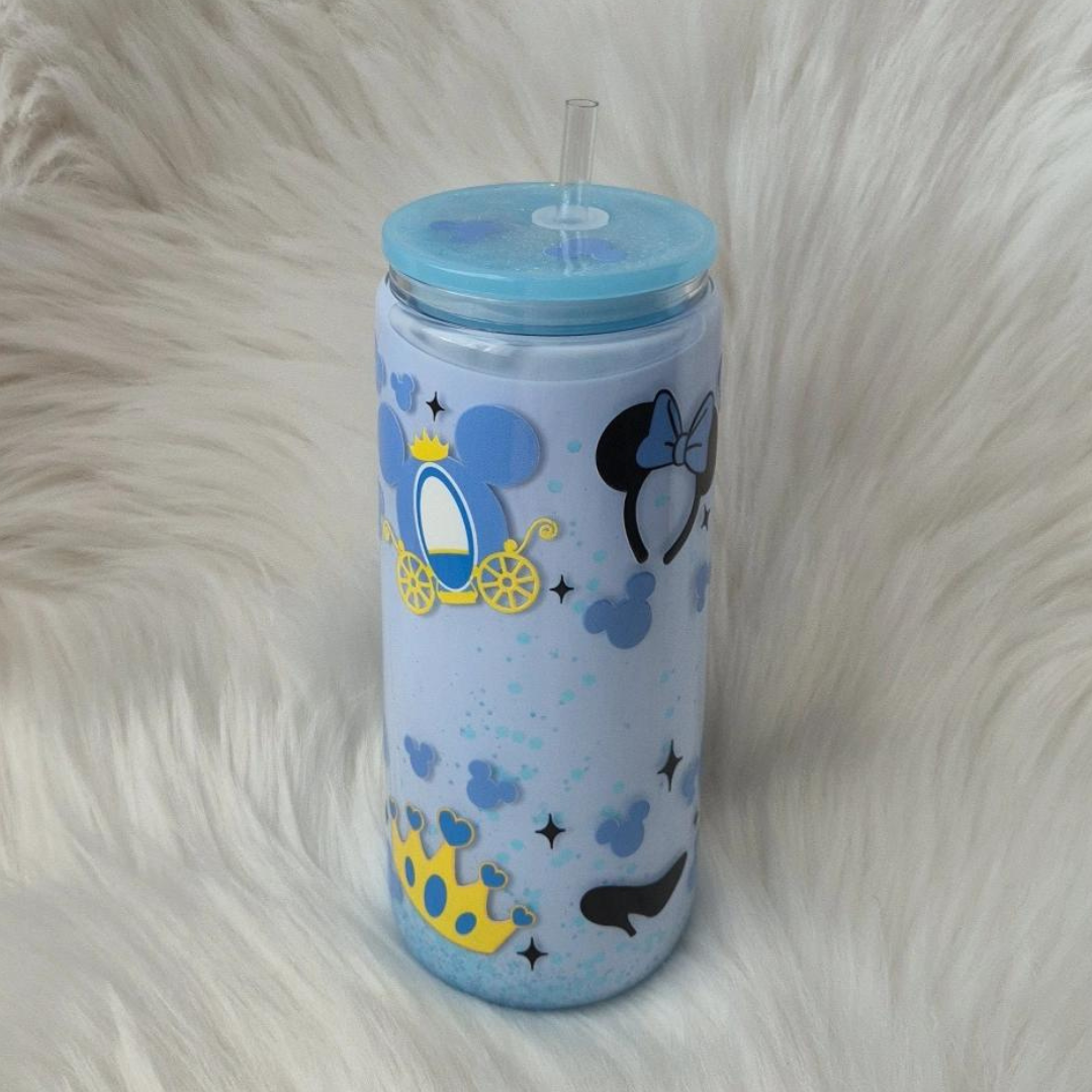 Cinderella Glass Glitter Snowglobe Tumbler