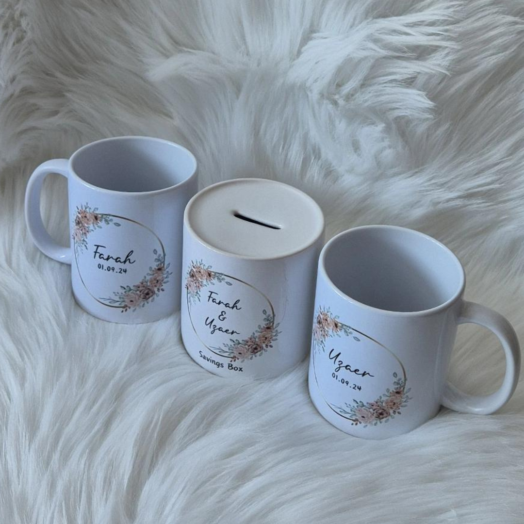 Couples Wedding Gift Mug & Saving Box Set