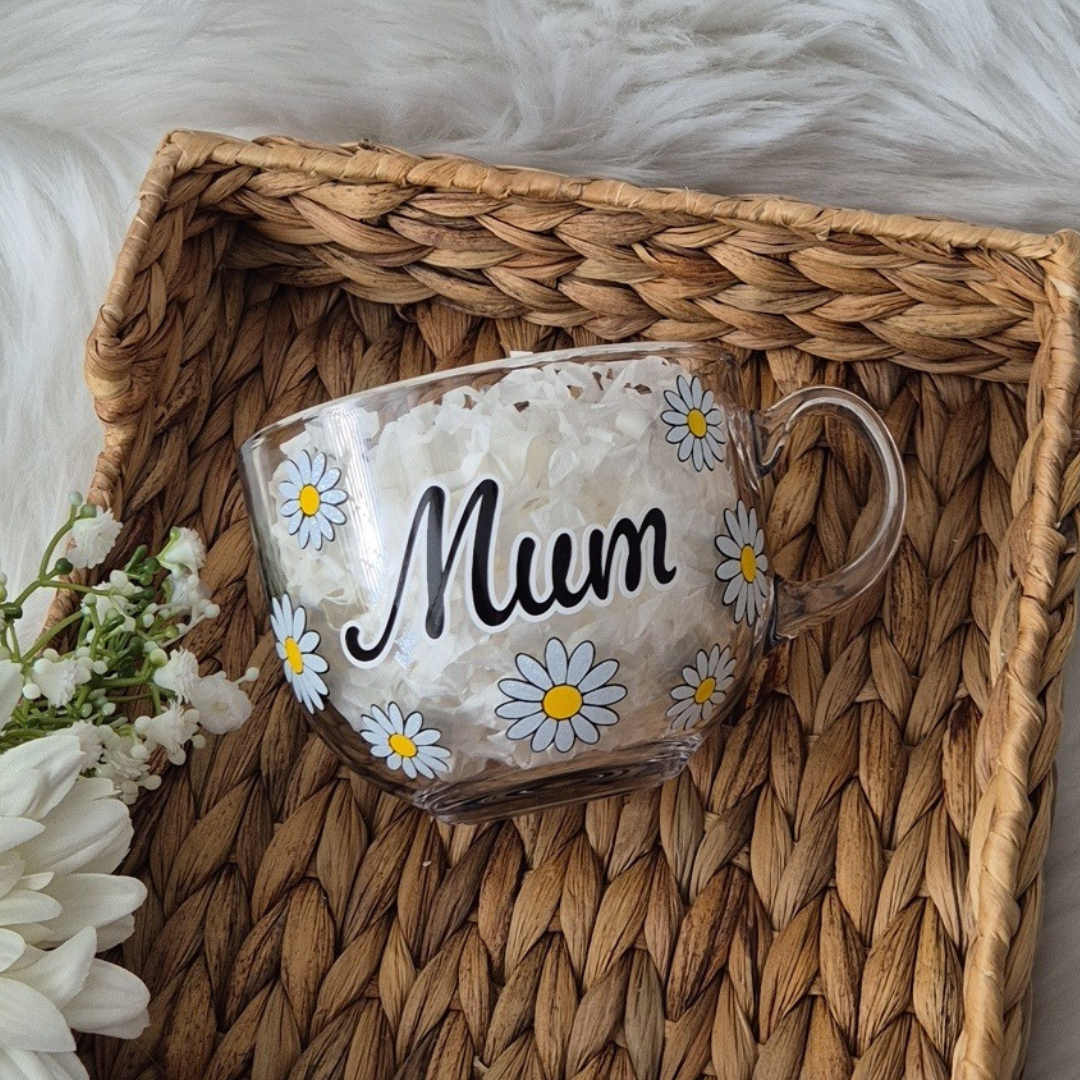Daisy glass mug