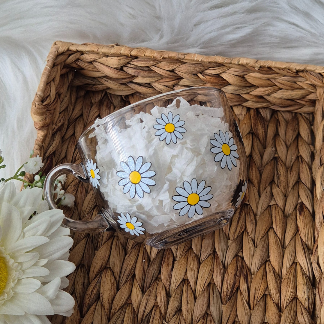 Daisy glass mug