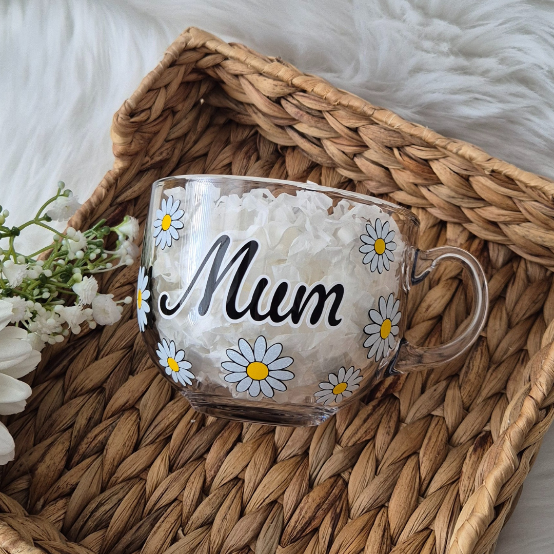 Daisy glass mug