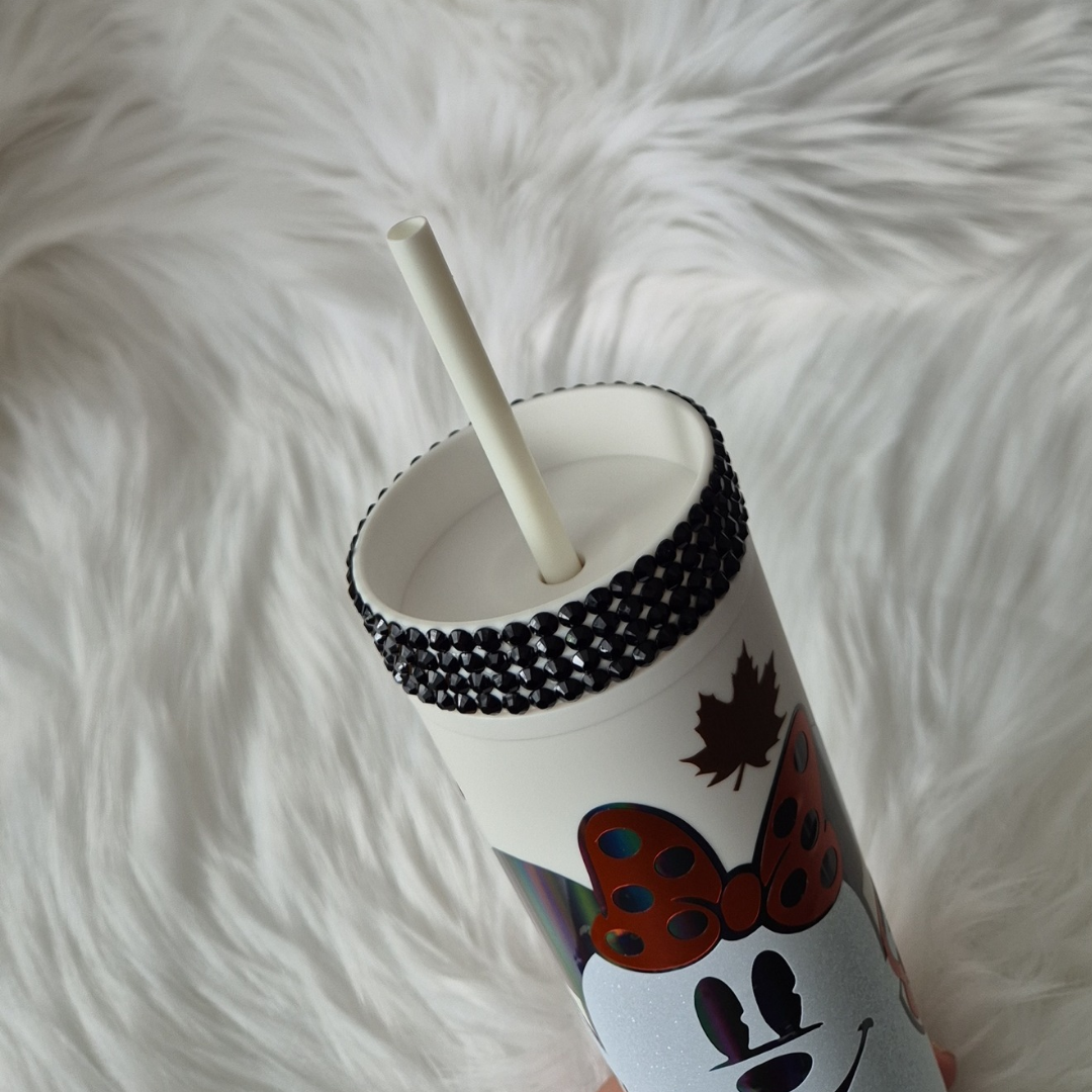 Disney Minnie Mouse Ghost Tumbler With Autumn Leaves