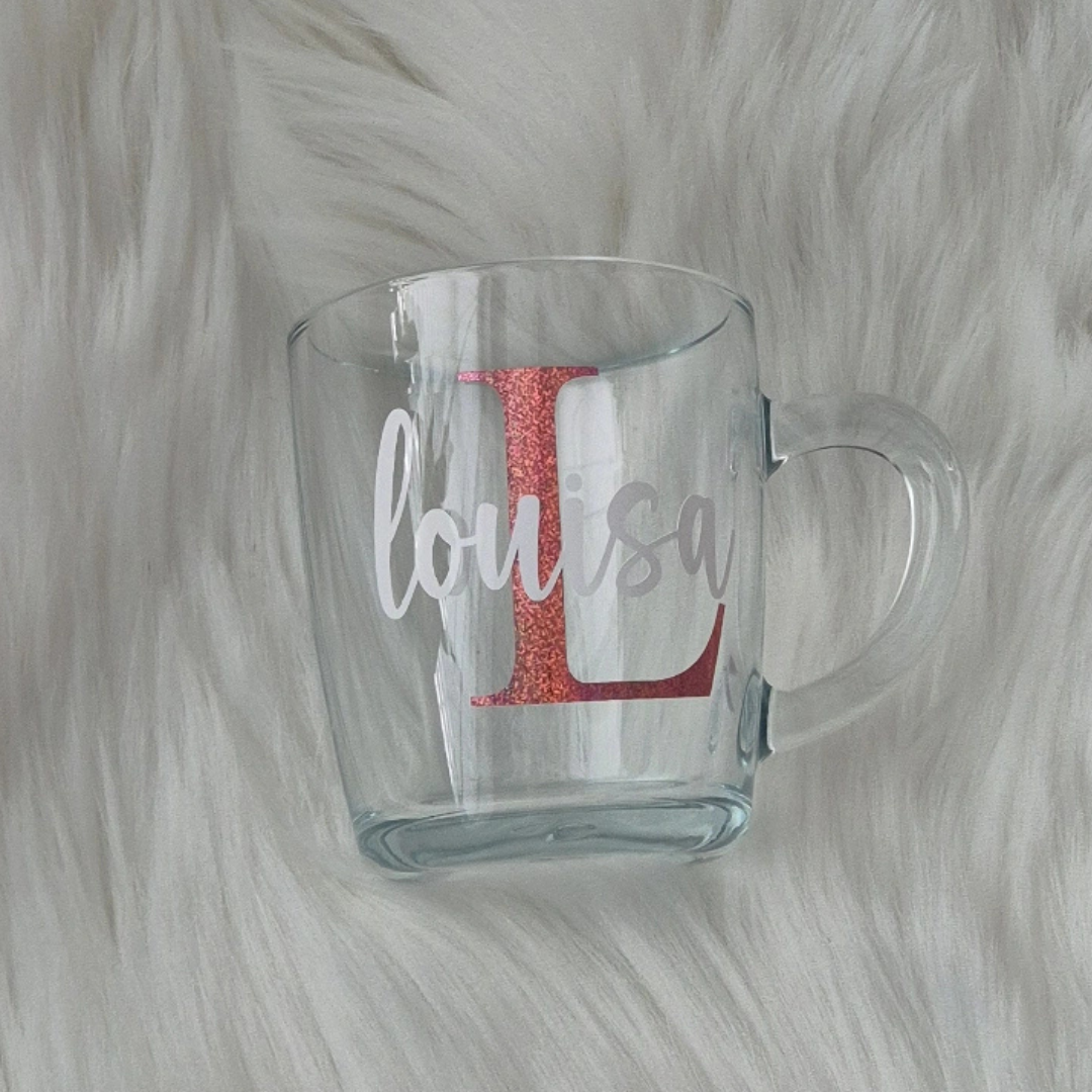 Personalised Glass Mug Name & Initials
