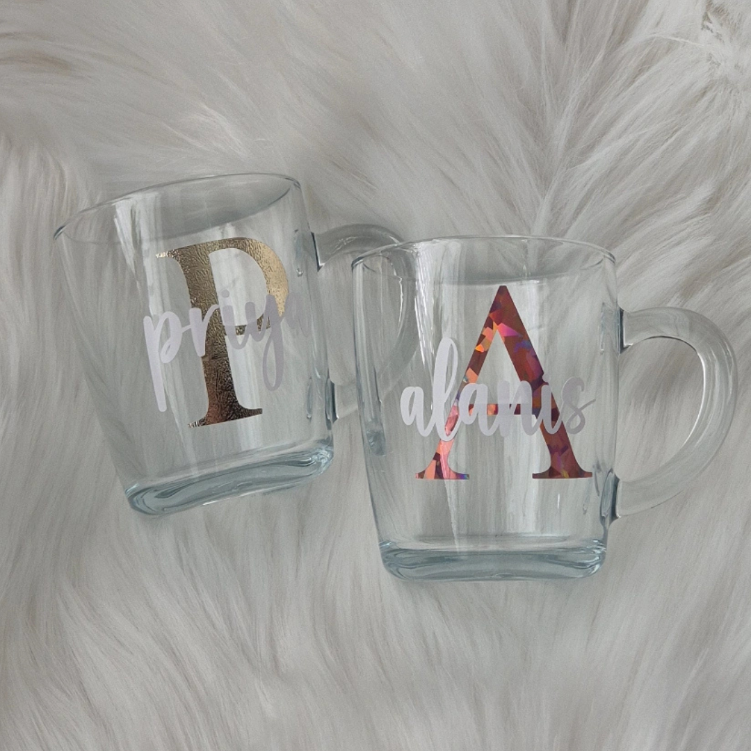 Personalised Glass Mug Name & Initials