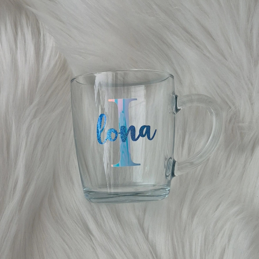 Personalised Glass Mug Name & Initials