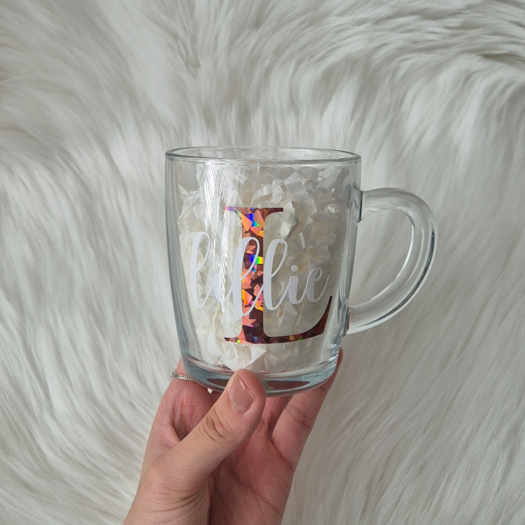 Personalised Glass Mug Name & Initials