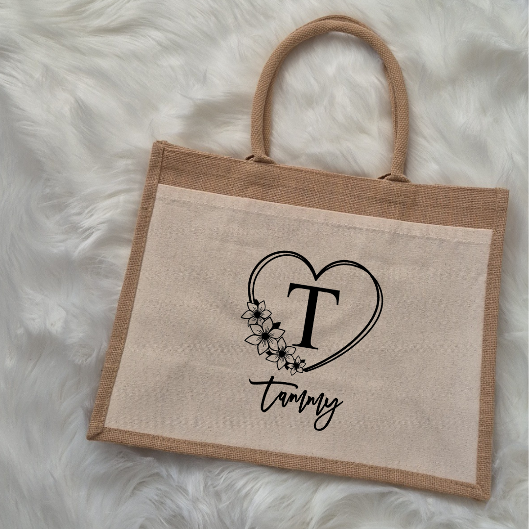Personalised Heart Monogram Tote Bag