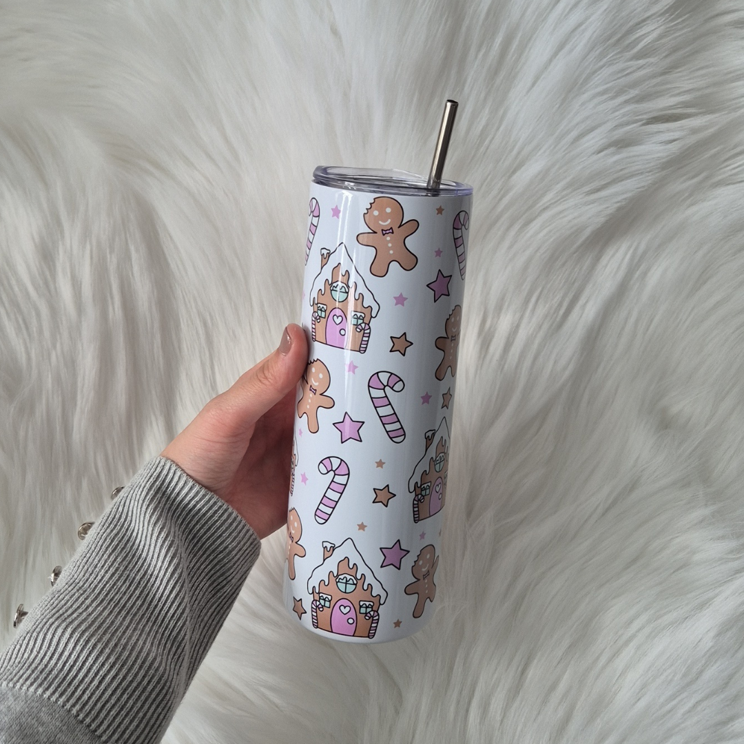 Pink Gingerbread House Tumbler