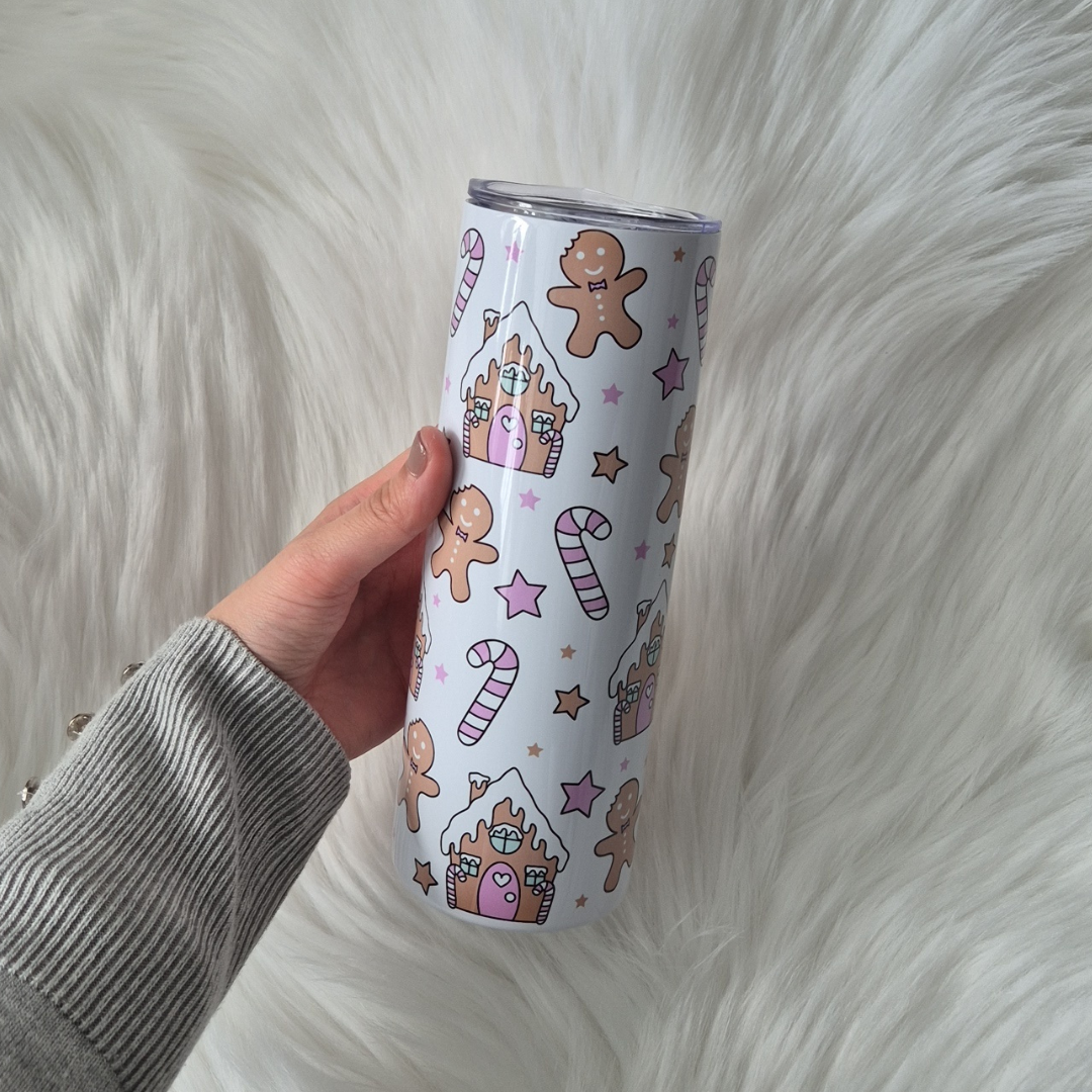 Pink Gingerbread House Tumbler