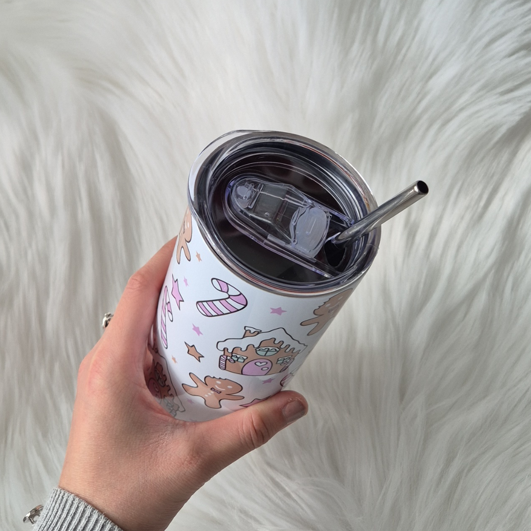 Pink Gingerbread House Tumbler