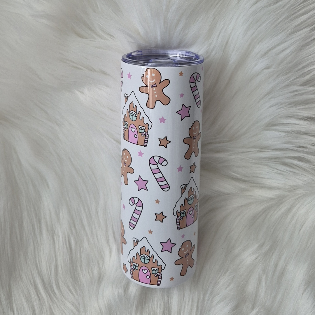 Pink Gingerbread House Tumbler