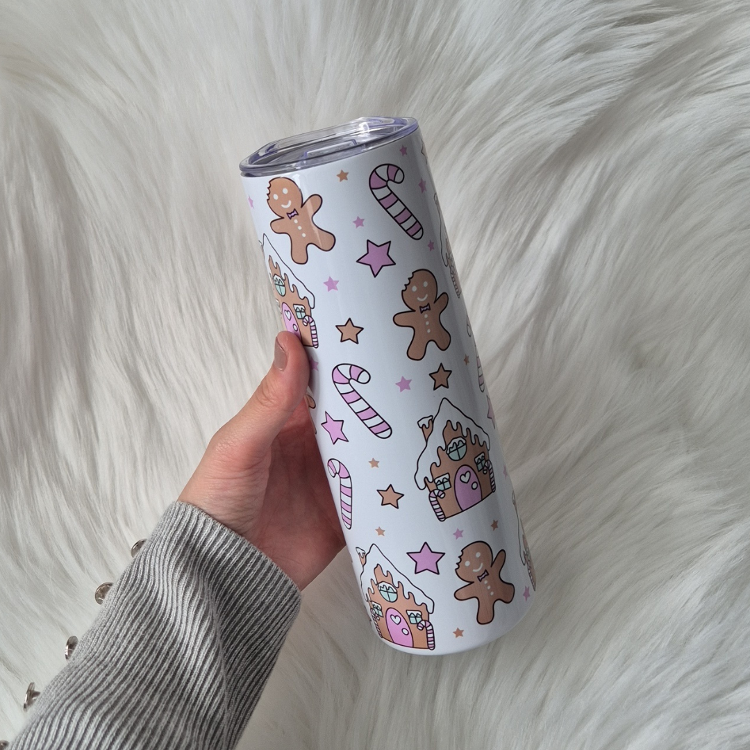 Pink Gingerbread House Tumbler