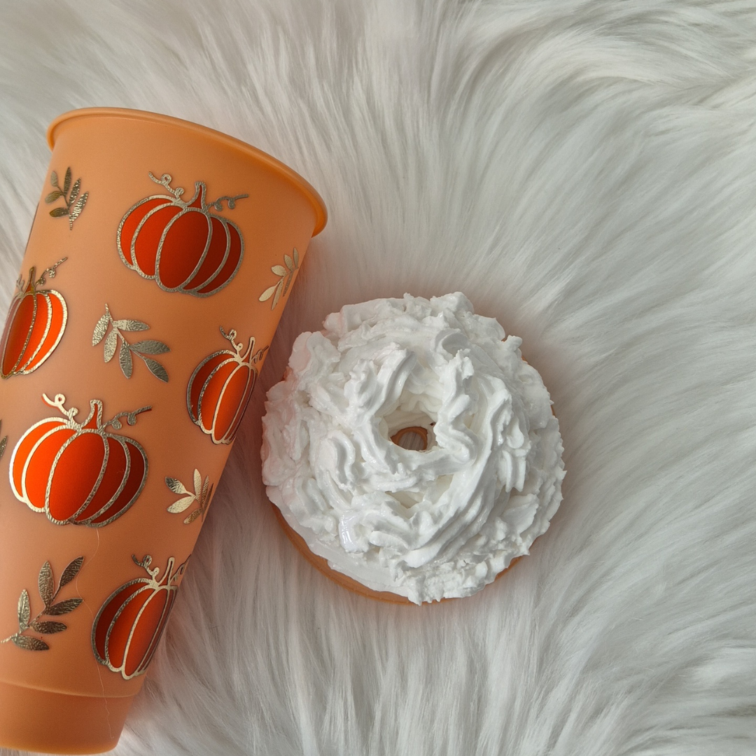 Pumpkin Cold Cup With Cream Topped Lid