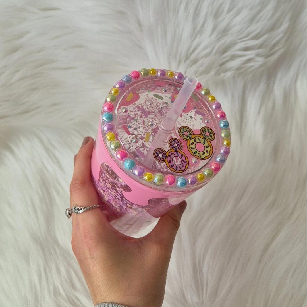 Sprinkle Donut Cute Glitter Snowglobe tumbler
