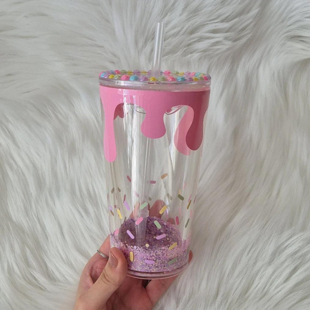 Sprinkle Donut Cute Glitter Snowglobe tumbler
