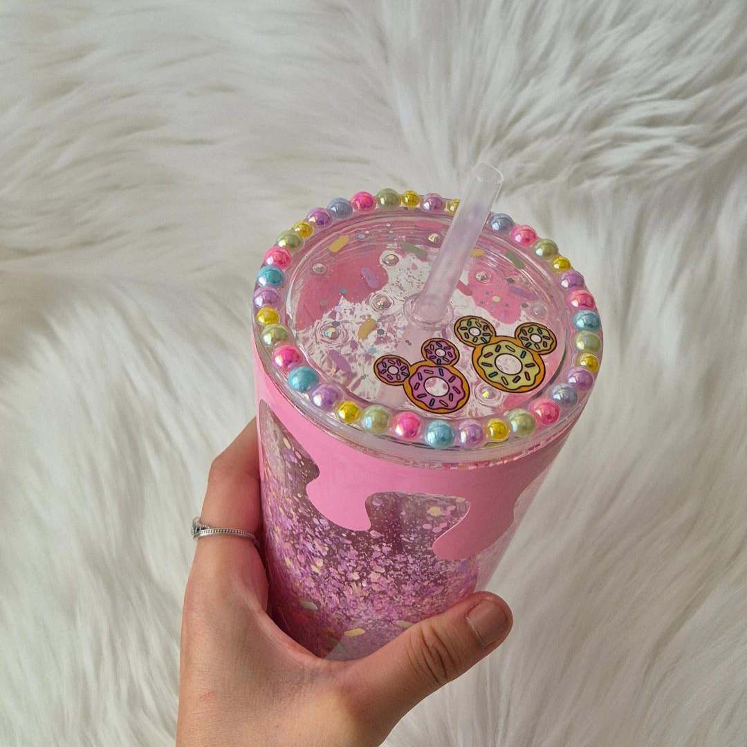 Sprinkle Donut Cute Glitter Snowglobe tumbler