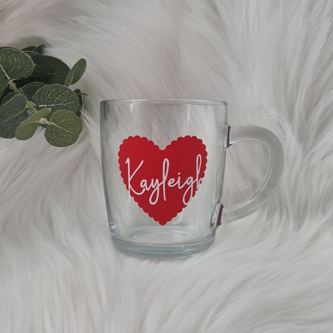 Valentines Bear Keyring & Heart Glass Mug Gift Set