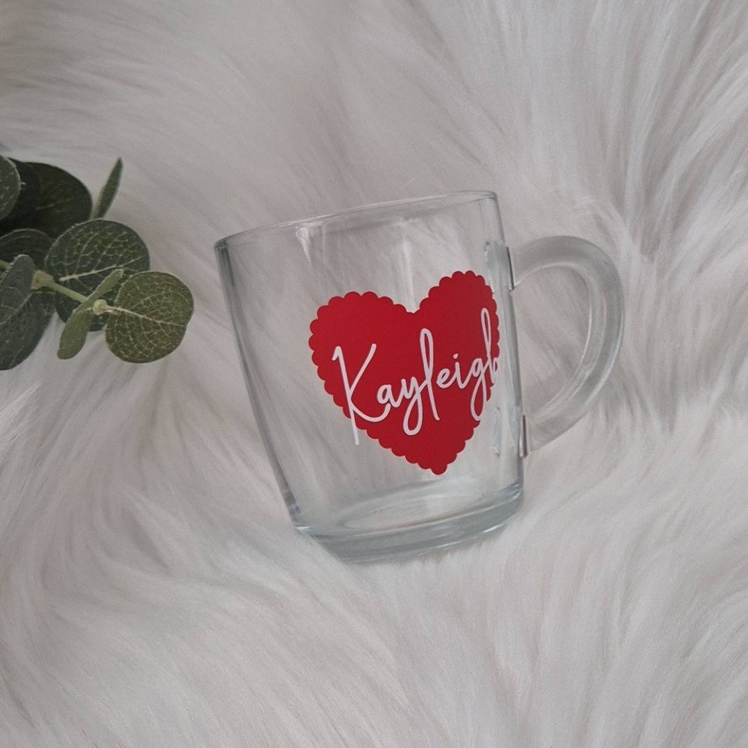 Valentines Bear Keyring & Heart Glass Mug Gift Set
