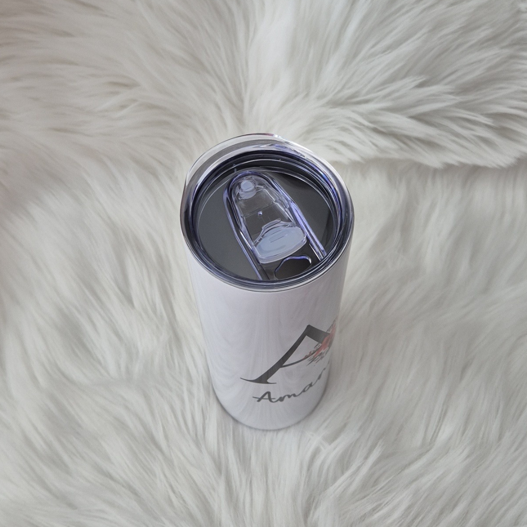Personalised Floral Name Tumbler - Elegant Gift For Her