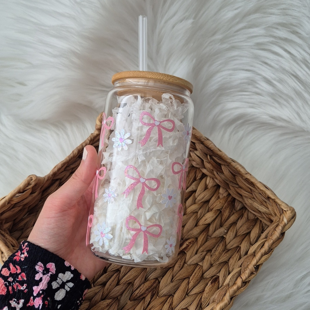 Coquette Bow Glass Can