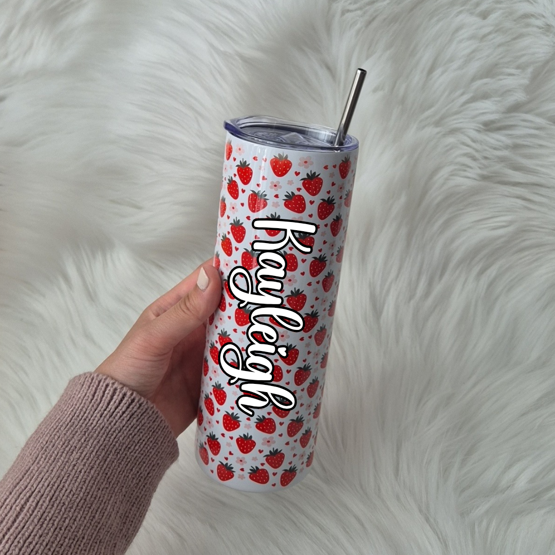 Cute Strawberries Tumbler Cup - 20oz Stainless Steel