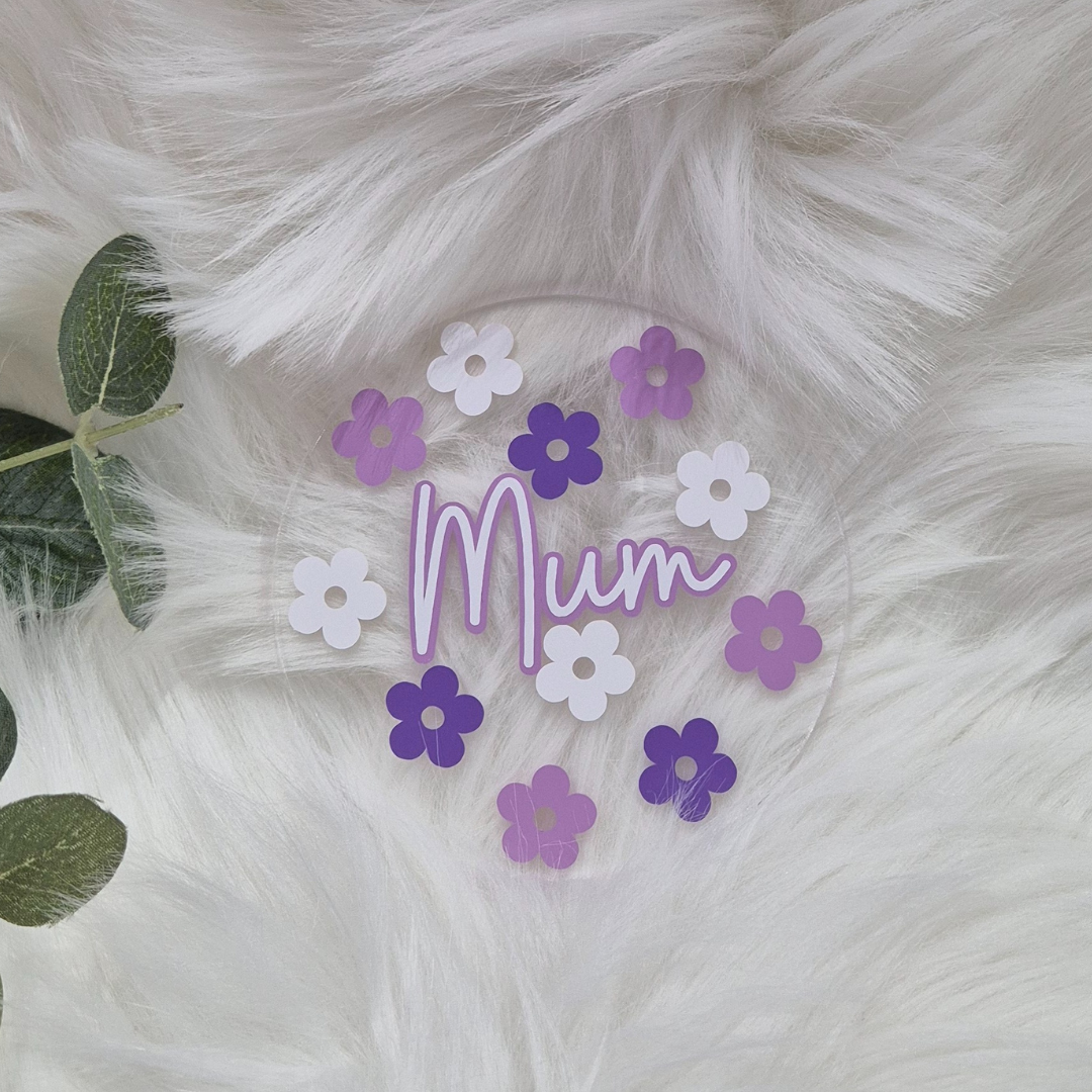 Personalised mum mug - Flower mug and coaster matching set