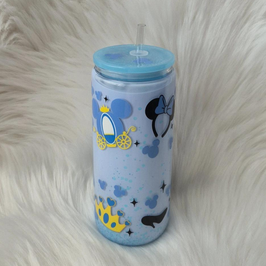 Cinderella Glass Glitter Snowglobe Tumbler