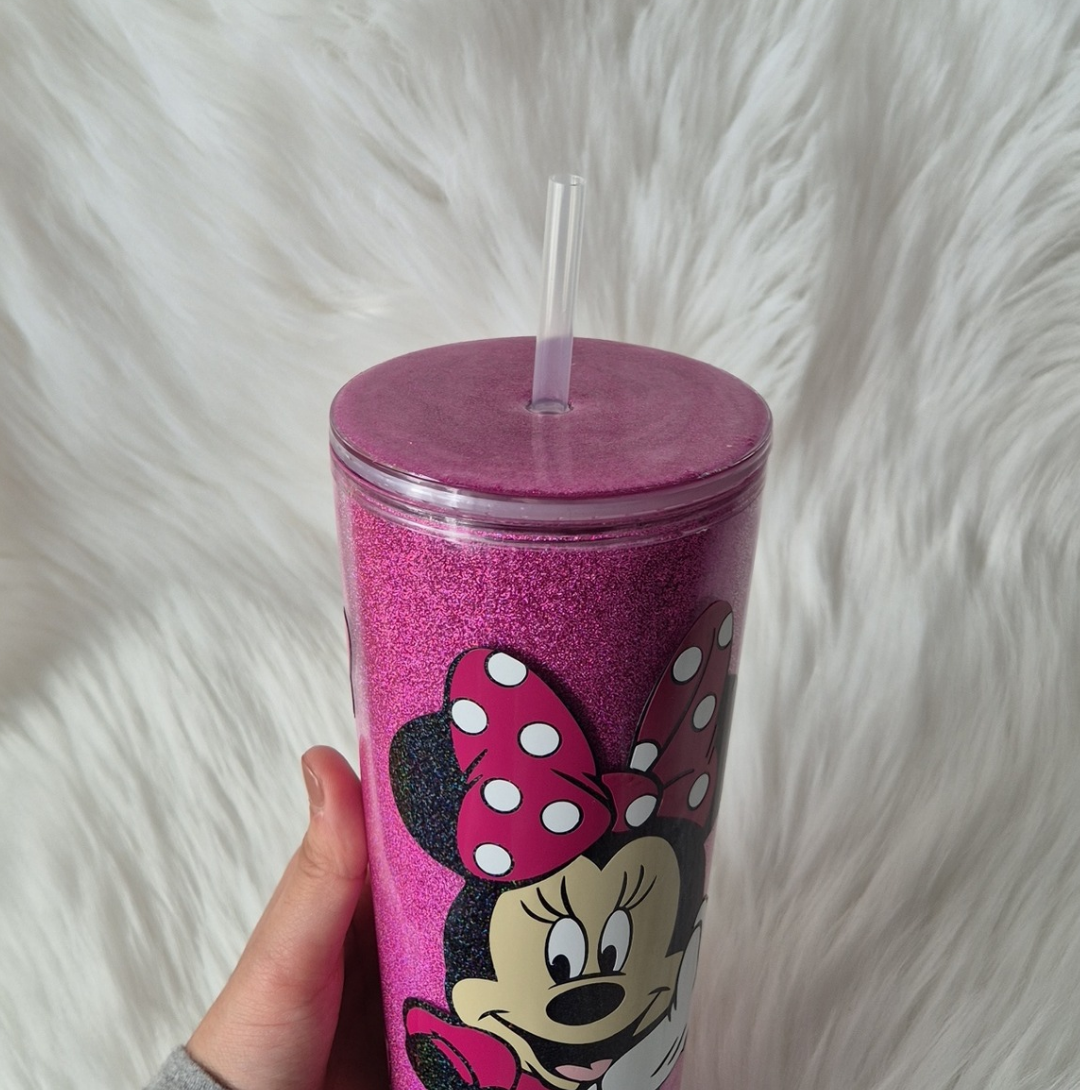 Minnie Mouse Glitter Tumbler