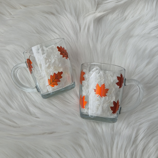 Autumn Leaves Glass Mug