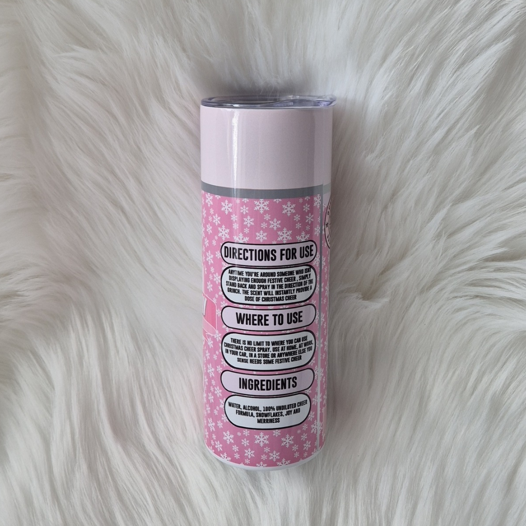 Christmas Cheer Spray Tumbler Stainless Steel With Straw