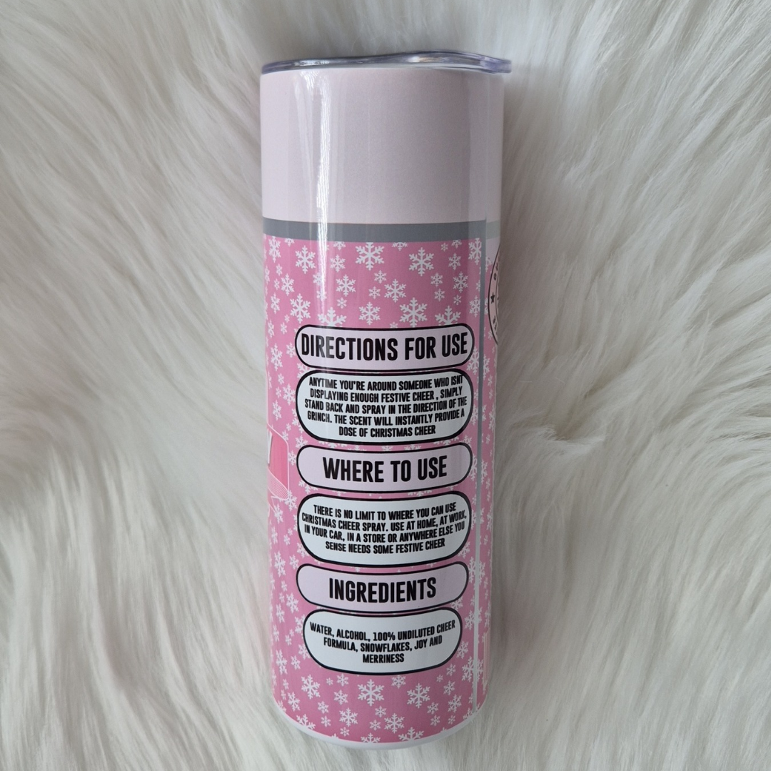 Christmas Cheer Spray Tumbler Stainless Steel With Straw