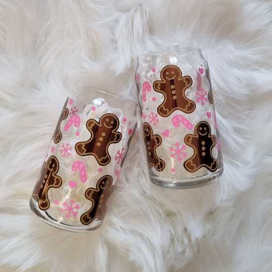 Christmas Gingerbread Glass Can Cup