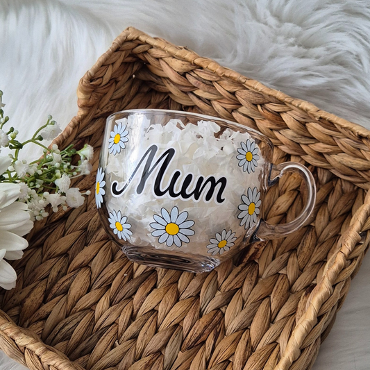 Daisy glass mug
