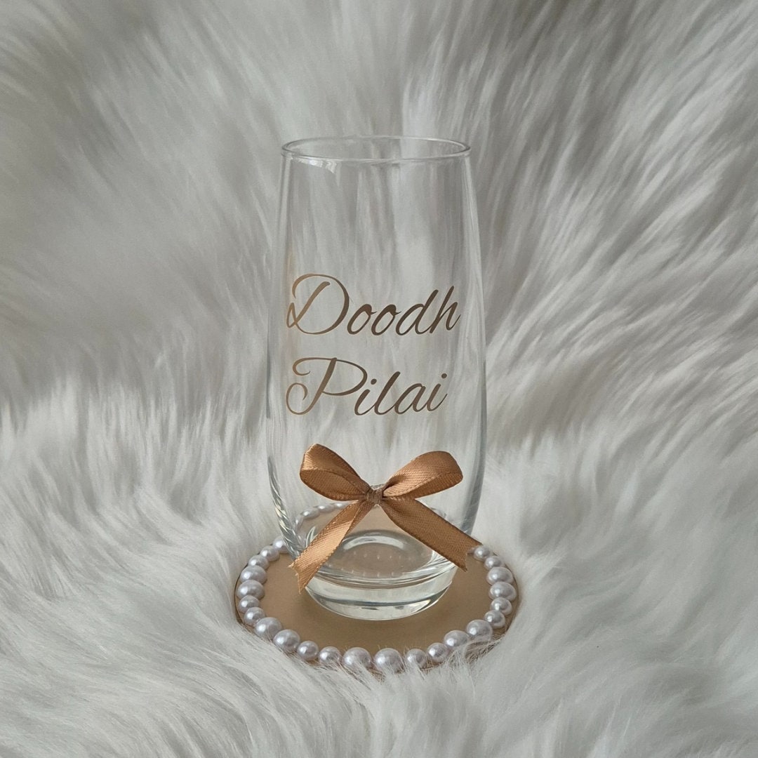 Doodh Pilai Wedding Glass & Decorative Coaster Set