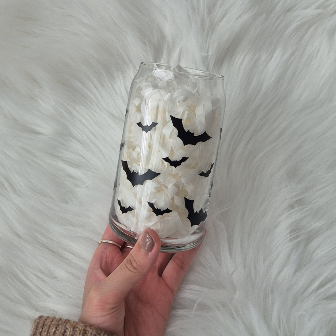 Halloween Bats Glass Can Cup