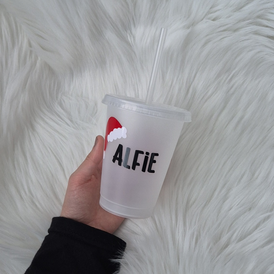 Kids Personalised Santa Hat Cold Cup