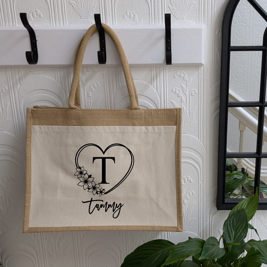 Personalised Heart Monogram Tote Bag