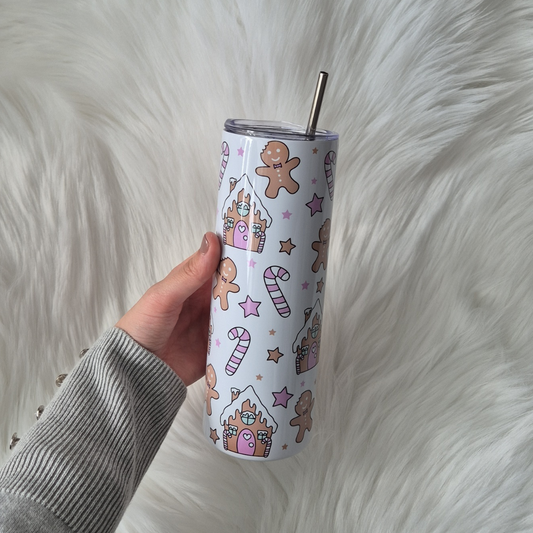 Pink Gingerbread House Tumbler