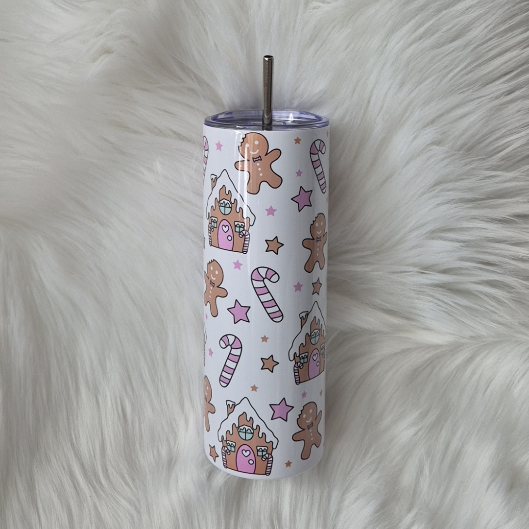 Pink Gingerbread House Tumbler