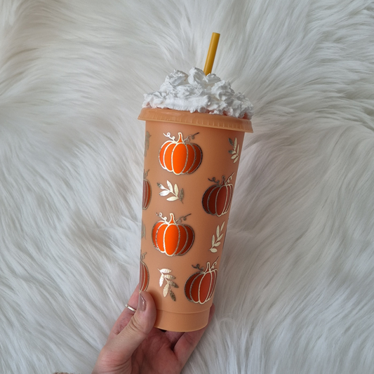 Pumpkin Cold Cup With Cream Topped Lid