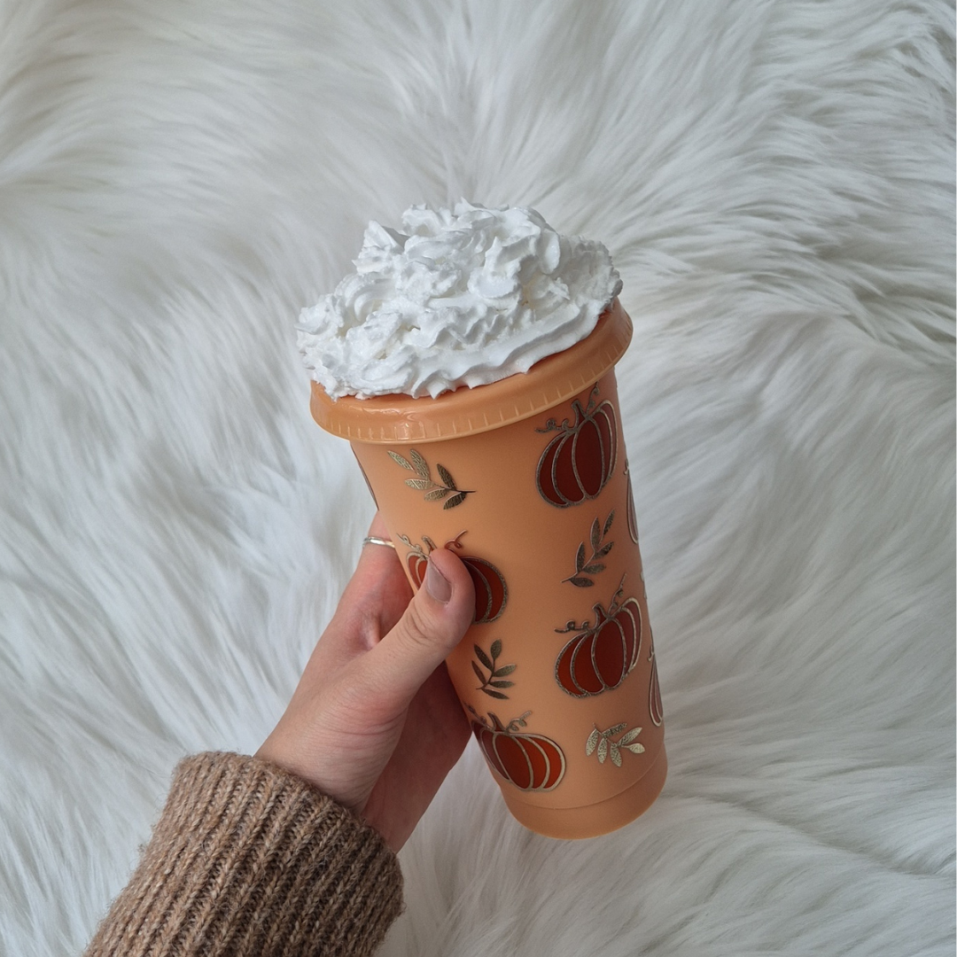 Pumpkin Cold Cup With Cream Topped Lid