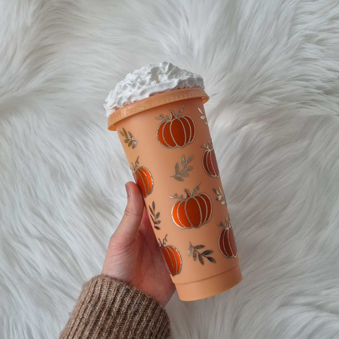 Pumpkin Cold Cup With Cream Topped Lid