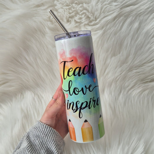 Teach love inspire tumbler Teacher Coffee Tumbler