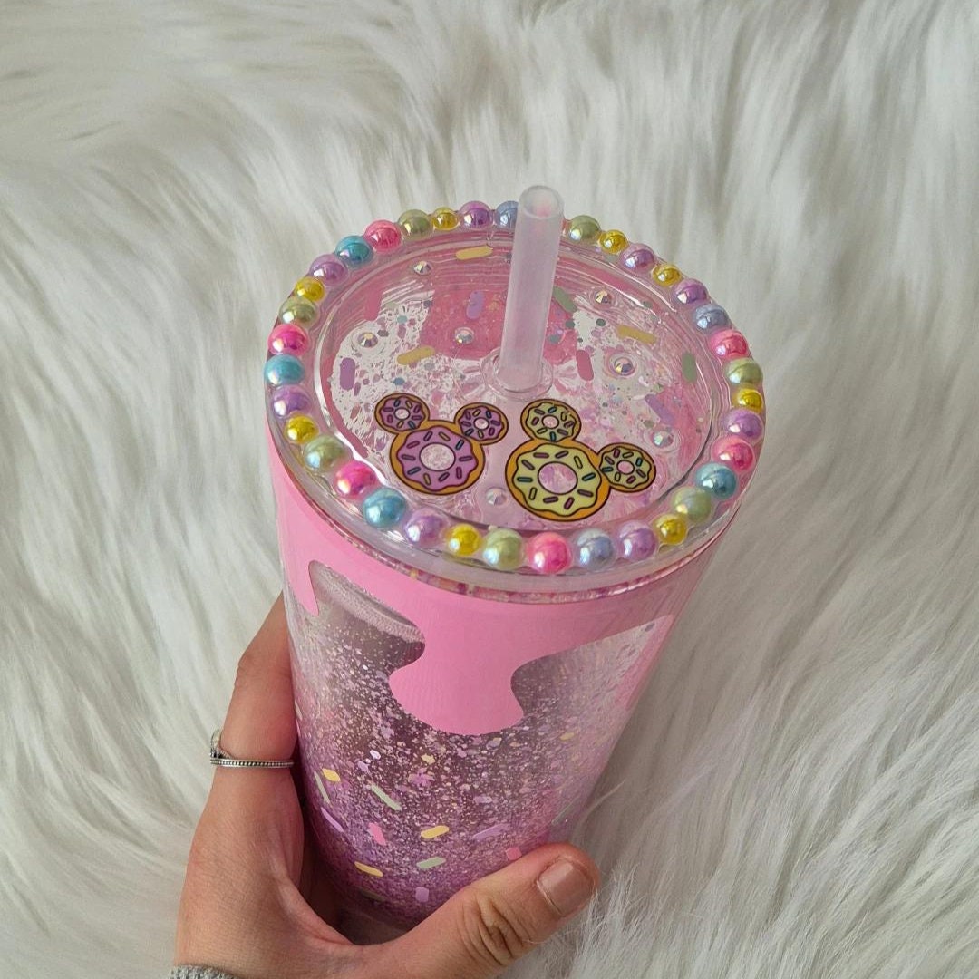 Sprinkle Donut Cute Glitter Snowglobe tumbler