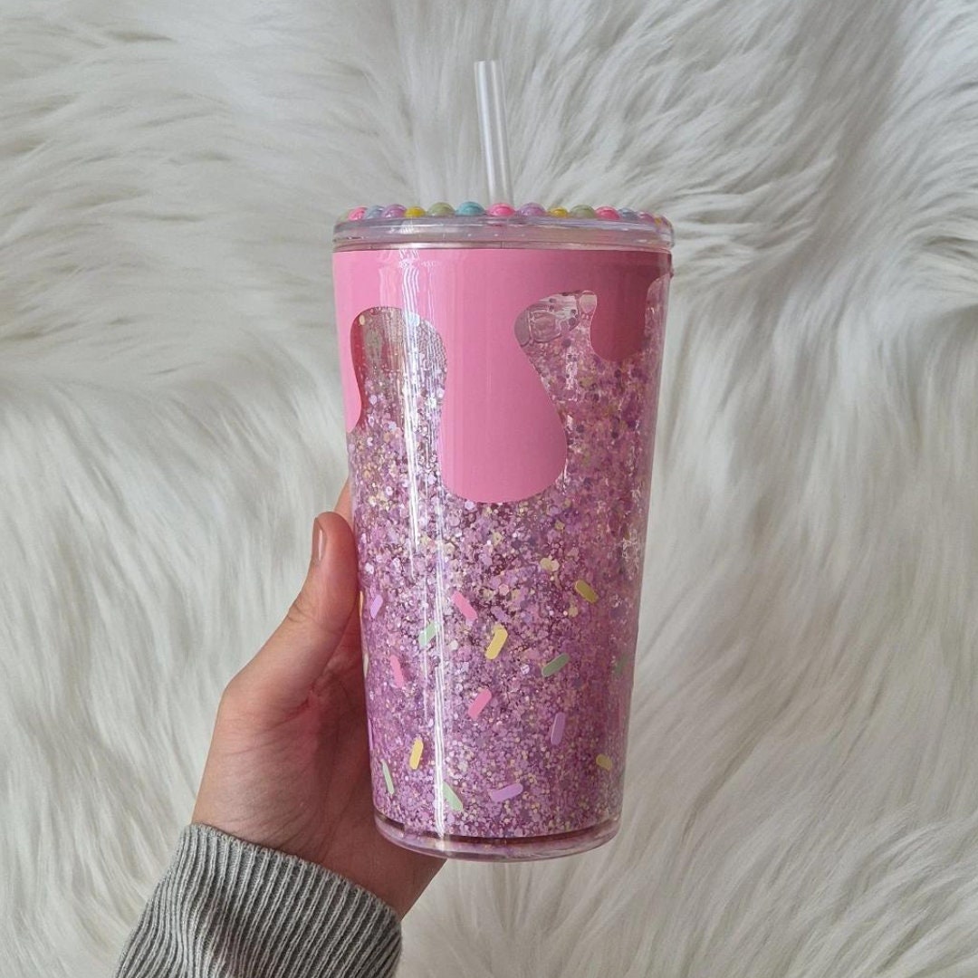 Sprinkle Donut Cute Glitter Snowglobe tumbler