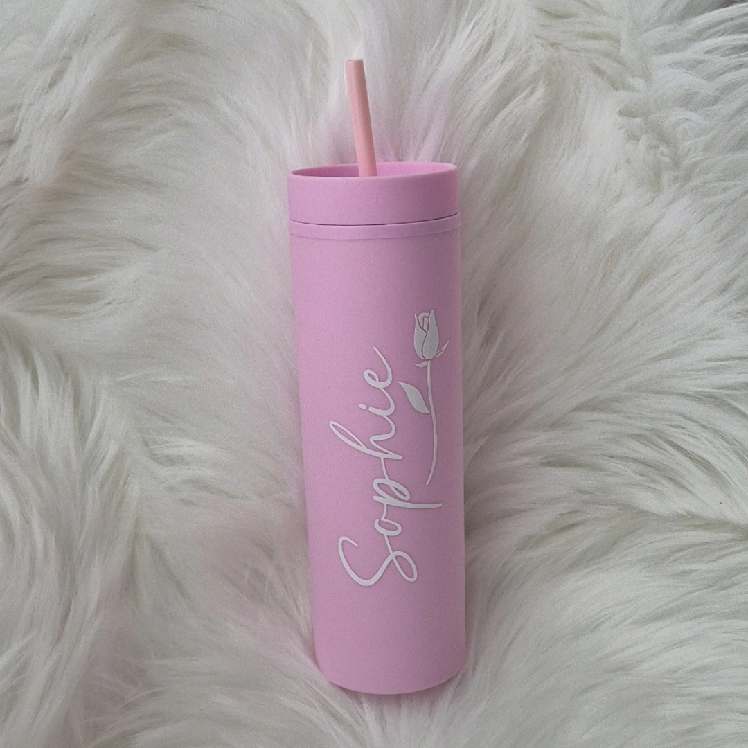 Personalised Rose Skinny Tumbler