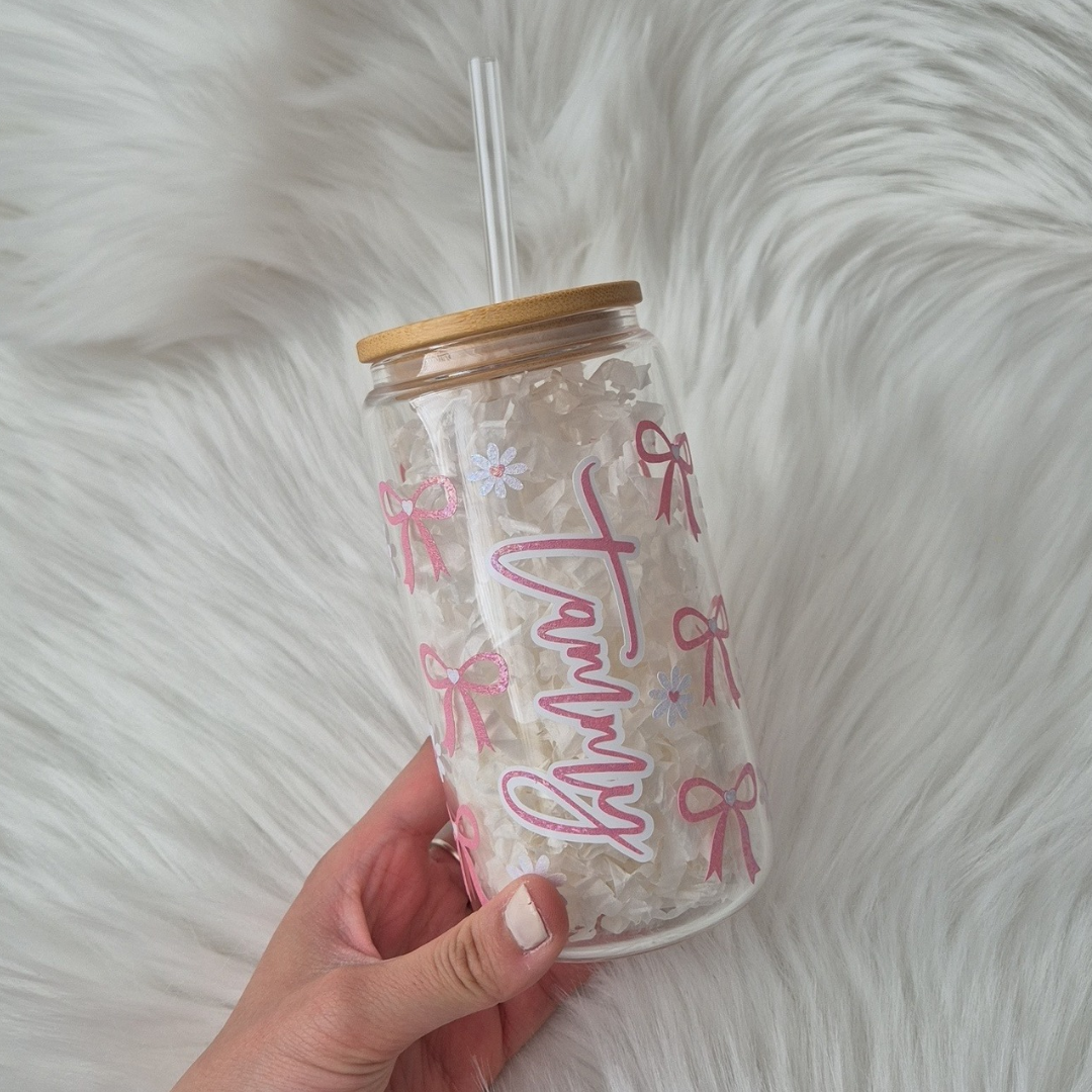 Coquette Bow Glass Can